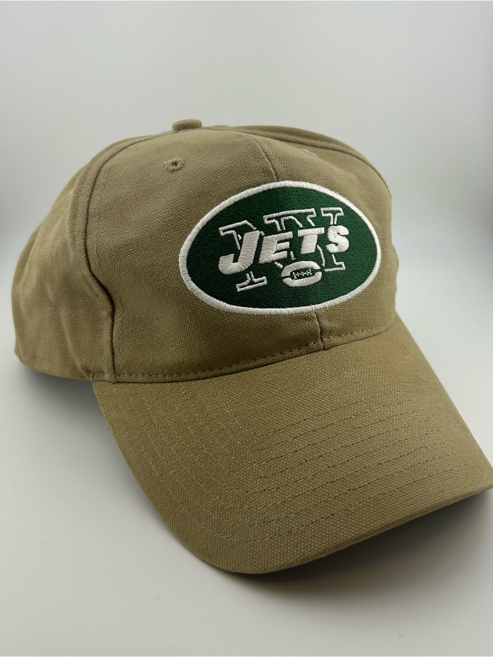 Vintage New York Jets Strapback Hat Twins Enterprise NFL Adjustable Khaki Cap